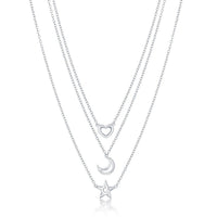 Sterling Silver Graduating Triple Strand Necklace ,