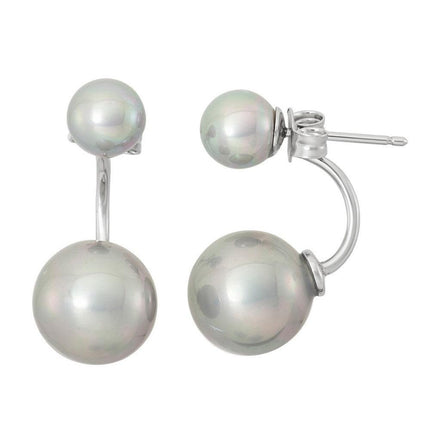 Sterling Silver Grey Pearl Ear Cuff Stud Earrings ,