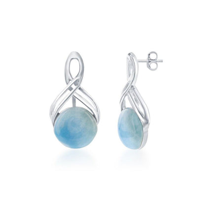 Sterling Silver Half Infinity Blue Larimar Earrings ,