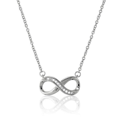 Sterling Silver Half White Topaz Infinity Necklace ,