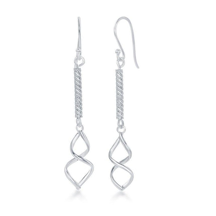 Sterling Silver Hammered Bar Dangle Earrings ,