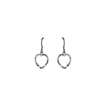 Sterling Silver Hammered Heart Earrings ,