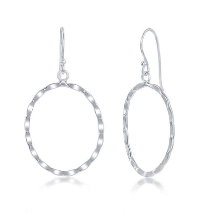 Sterling Silver Hammered Oval Earrings ,