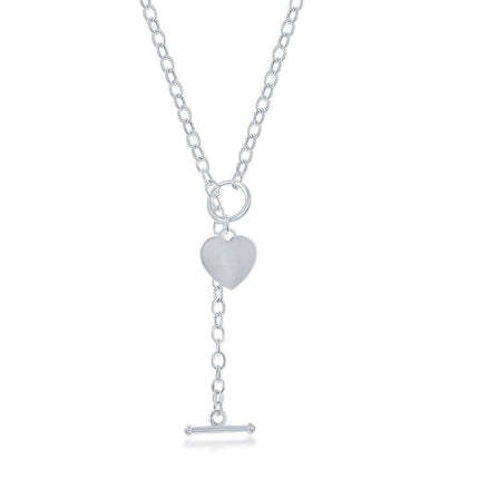 Sterling Silver Heart Charm Rolo Chain Necklace ,