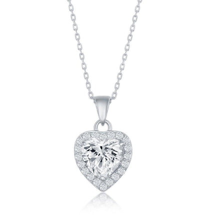 Sterling Silver Heart CZ Pendant ,