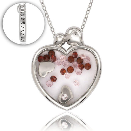 Sterling Silver Hearts Inside Window Pendant ,