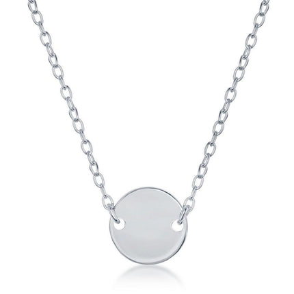 Sterling Silver High Polish Flat Disc Necklace ,