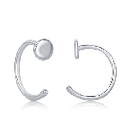 Sterling Silver High Polish Mini Disc Cuff Earrings ,