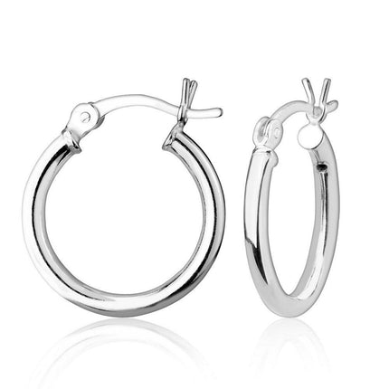 Sterling Silver High-Polished Hoop Earrings, 2 x 16 mm ,