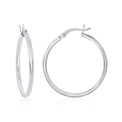 Sterling Silver High-Polished Hoop Earrings, 2 x 30 mm ,