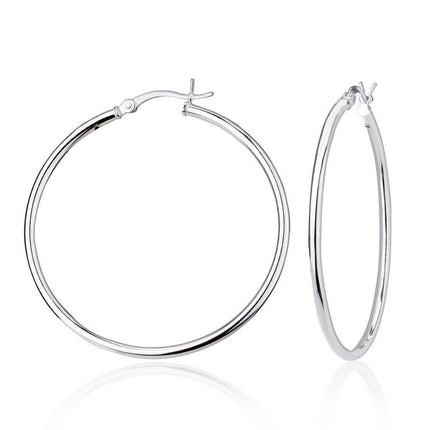 Sterling Silver High-Polished Hoop Earrings, 2 x 40 mm ,