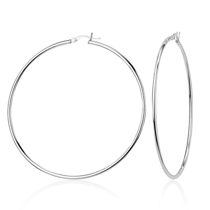 Sterling Silver High-Polished Hoop Earrings, 2 x 50 mm ,