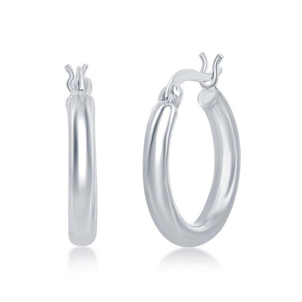 Sterling Silver High-Polished Hoop Earrings, 3 x 20 mm ,