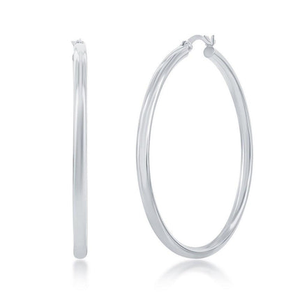 Sterling Silver High-Polished Hoop Earrings, 3 x 50 mm ,