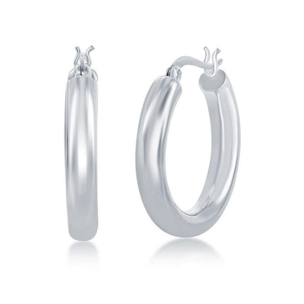 Sterling Silver High-Polished Hoop Earrings, 4 x 25 mm ,