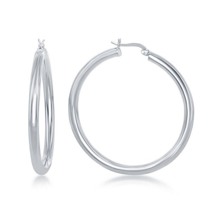 Sterling Silver High-Polished Hoop Earrings, 4 x 50 mm ,