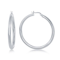 Sterling Silver High-Polished Hoop Earrings, 4 x 50 mm ,