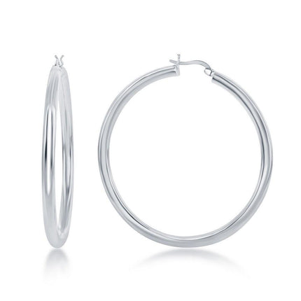 Sterling Silver High-Polished Hoop Earrings, 4 x 60 mm ,