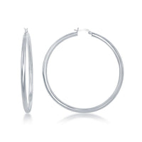 Sterling Silver High-Polished Hoop Earrings, 4 x 70 mm ,