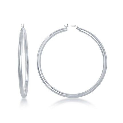 Sterling Silver High-Polished Hoop Earrings, 4 x 70 mm ,