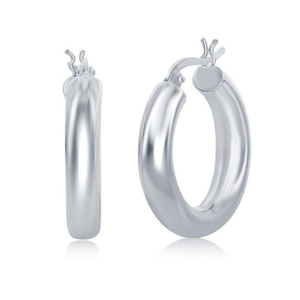 Sterling Silver High-Polished Hoop Earrings, 5 x 25 mm ,