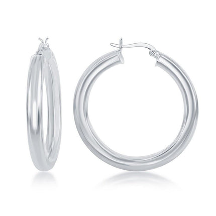 Sterling Silver High-Polished Hoop Earrings, 5 x 40 mm ,