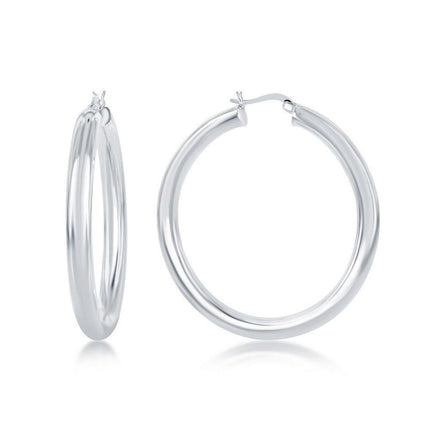 Sterling Silver High-Polished Hoop Earrings, 5 x 50 mm ,