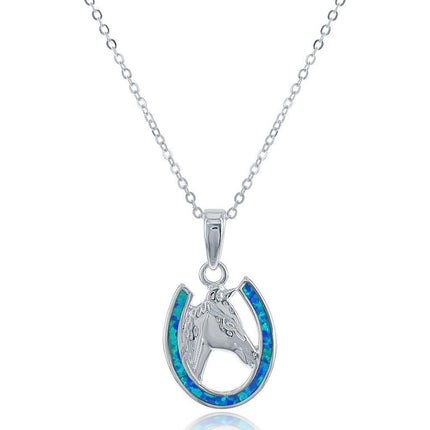Sterling Silver Horseshoe with Center Horse Pendant ,