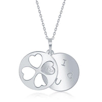 Sterling Silver I <3 U Mother and Daughter Double Disc Necklace ,