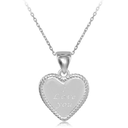 Sterling Silver "I Love You Heart" Pendant Chain ,