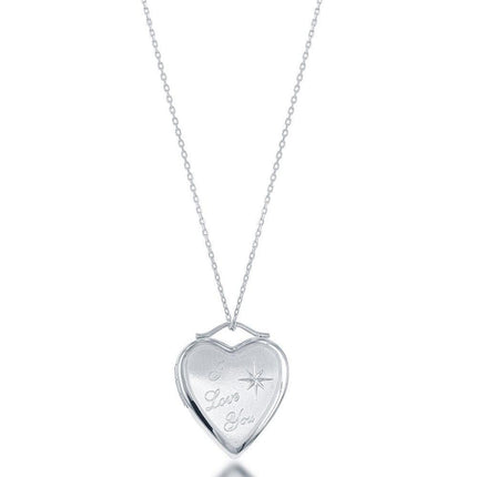 Sterling Silver I Love You Star Heart Locket ,