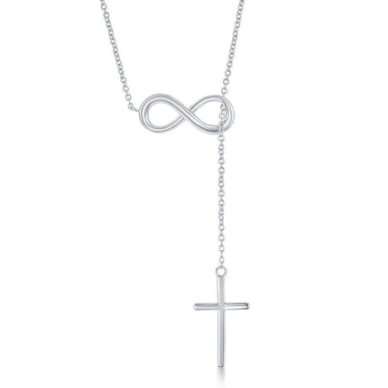 Sterling Silver Infinity and Cross Necklace ,