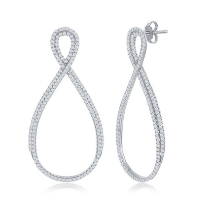 Sterling Silver Infinity Design Micro Pave Earrings ,