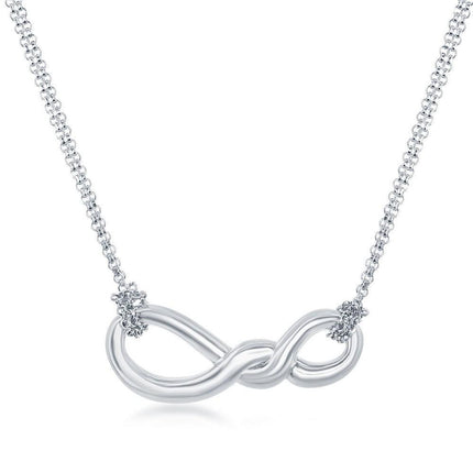 Sterling Silver Infinity Double Strand Necklace ,
