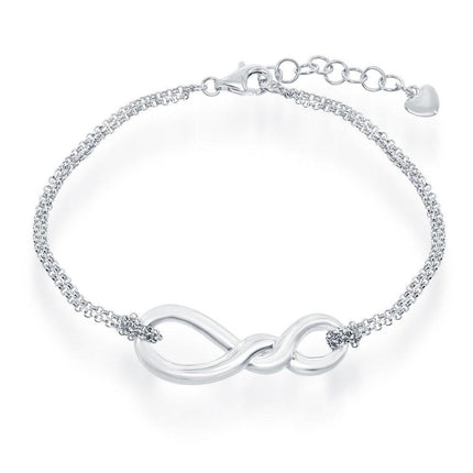 Sterling Silver Infinity Knot Double Strand Bracelet, 7" ,