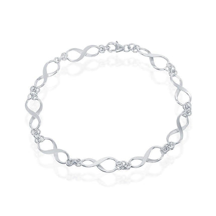 Sterling Silver Infinity Linked Bracelet, 7.25" ,