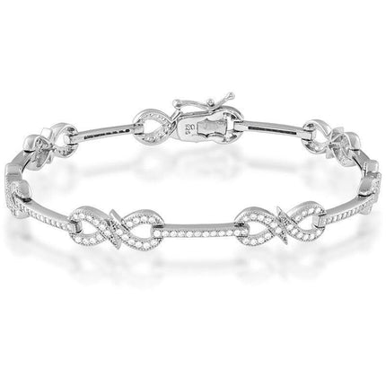 Sterling Silver Infinity Micro Pave Bracelet, 7" ,