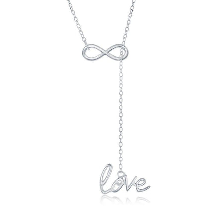 Sterling Silver Infinity with Hanging Love Necklace ,