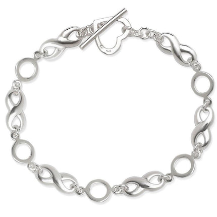 Sterling Silver Infinity with Heart Toggle Bracelet, 7.5" ,