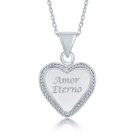 Sterling Silver Inscribed Heart Pendant ,