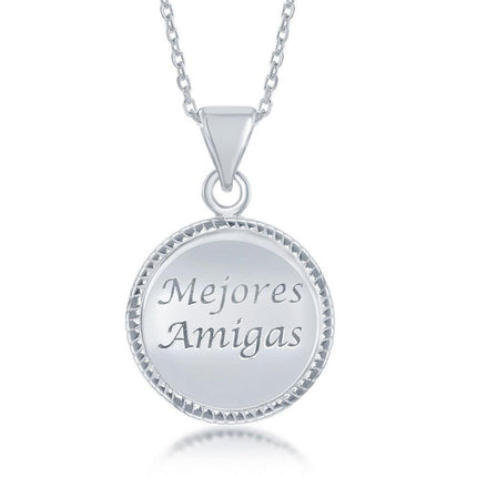 Sterling Silver Inscribed Shiny Round Pendant ,