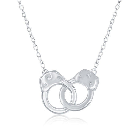 Sterling Silver Interlocking Handcuff Necklace ,