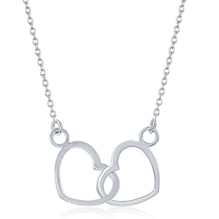 Sterling Silver Interlocking Heart Necklace ,