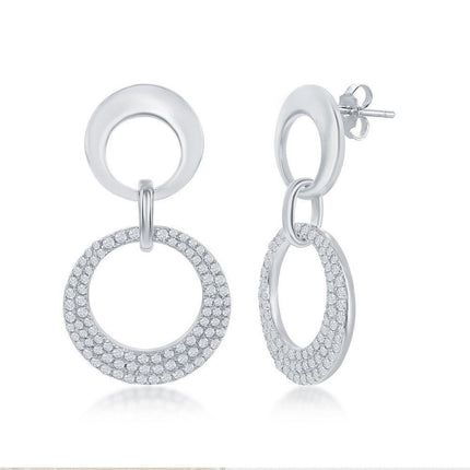 Sterling Silver Interlocking Open Circle Earrings ,