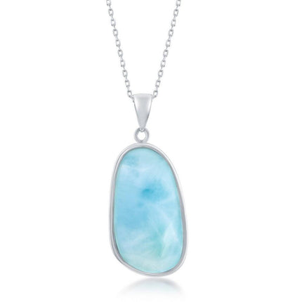 Sterling Silver Irregular Shape Larimar Pendant ,