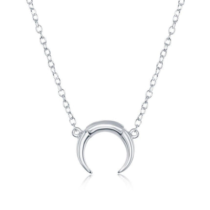 Sterling Silver Italian Small Horn Necklace ,