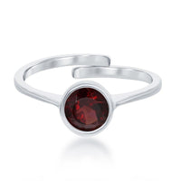 Sterling Silver "January" Garnet Bezel Set Ring ,
