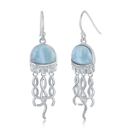 Sterling Silver Jellyfish Larimar Earrings ,