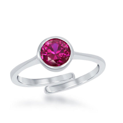 Sterling Silver "July" Ruby Bezel Set Ring ,