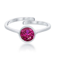 Sterling Silver "July" Ruby Bezel Set Ring ,